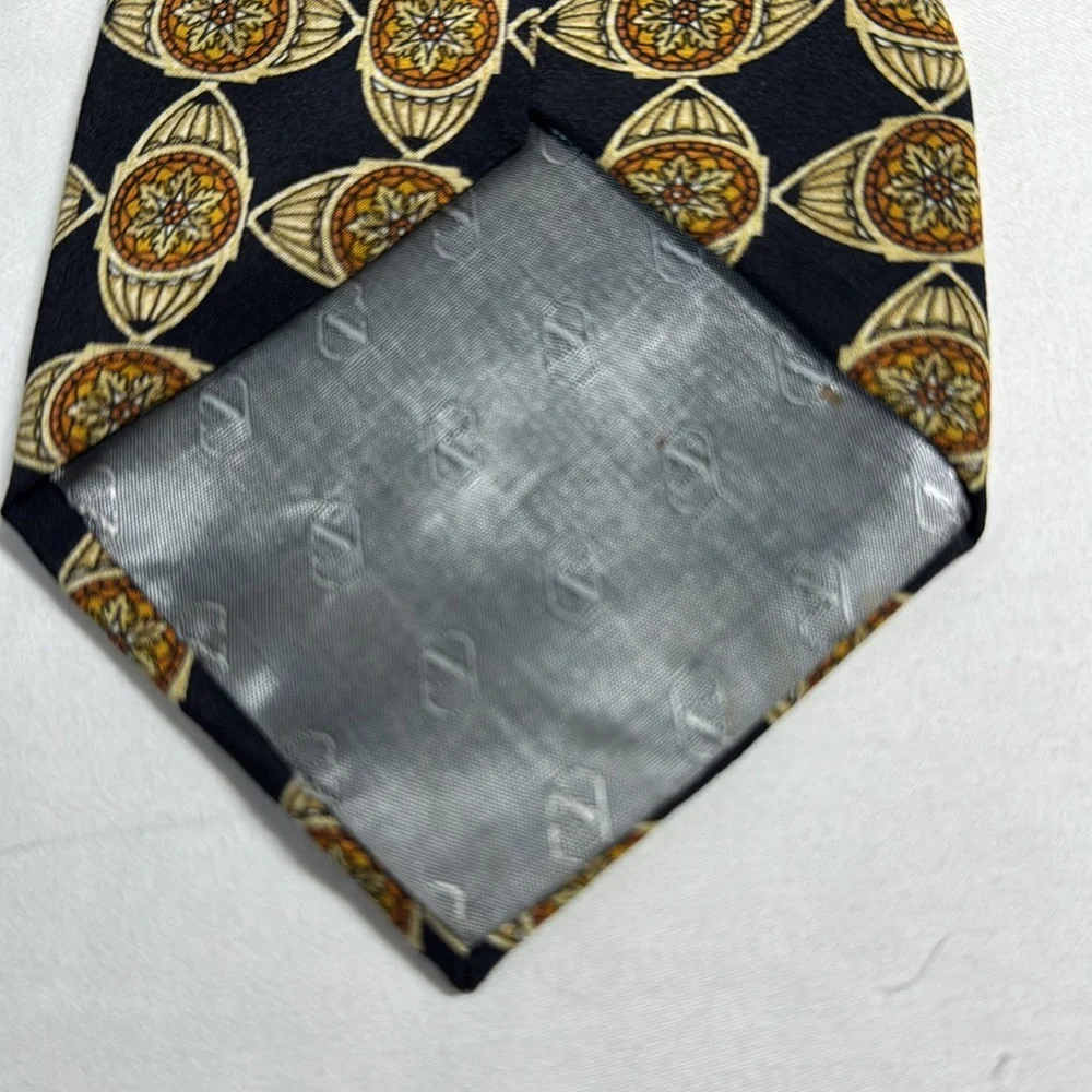 Valentino black and tan vintage silk tie.